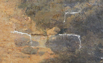 Damaged oil painting relined before cleaning