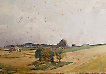 This watercolour is mottled with the brown blotches known as foxing.