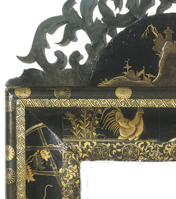 Detail of Chinese lacquer picture frame.